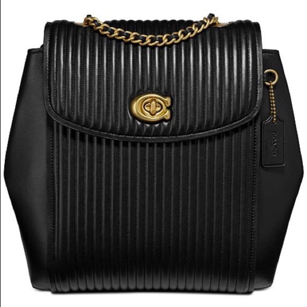 Coach Parker Quilted Black Gold Backpack